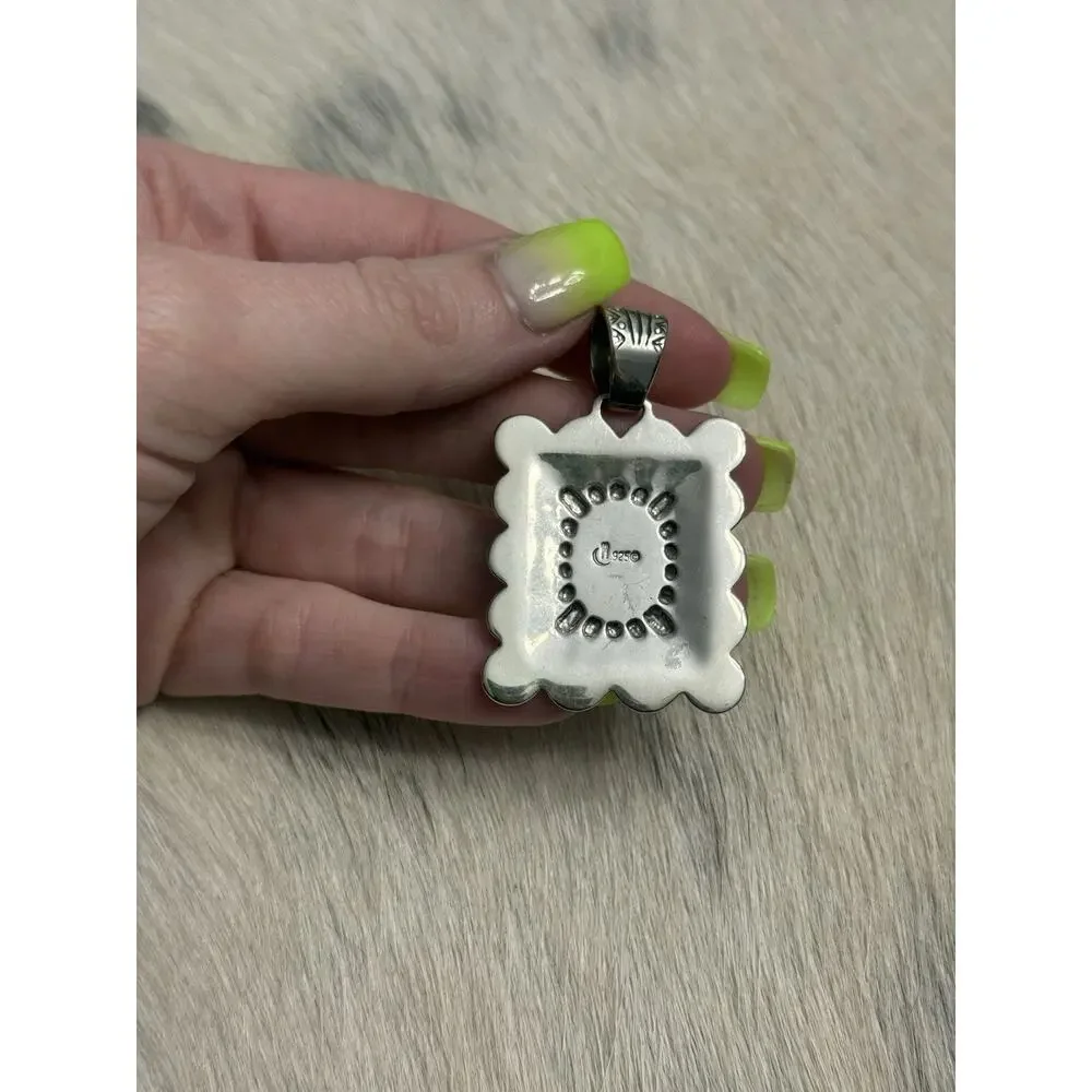 Carolyn Pollack Relios Sterling Silver Orange Spiny Oyster Concho Stamp Pendant - Picture 3 of 9